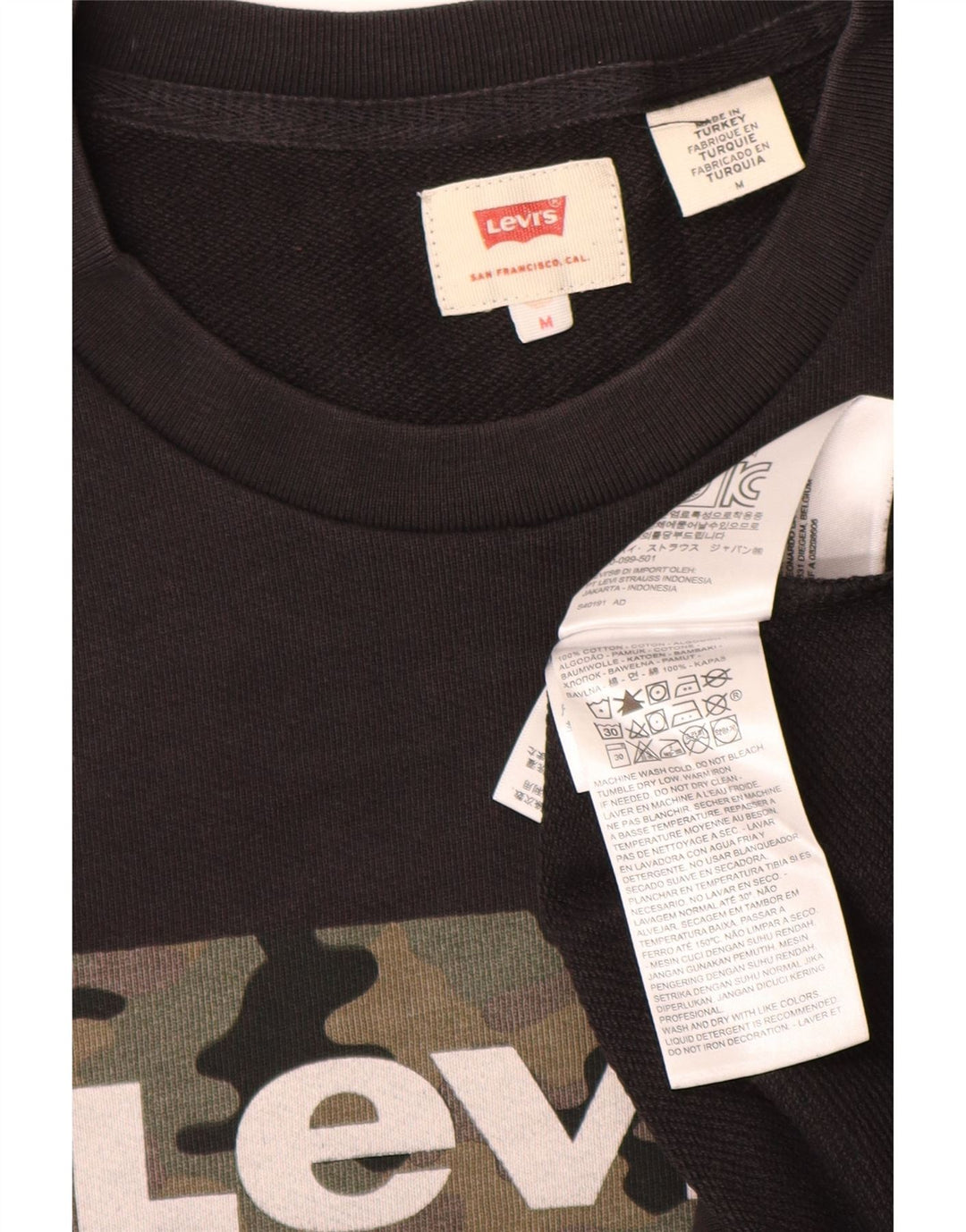Levi's Herre grafisk sweatshirt Jumper Medium Sort Bomuld