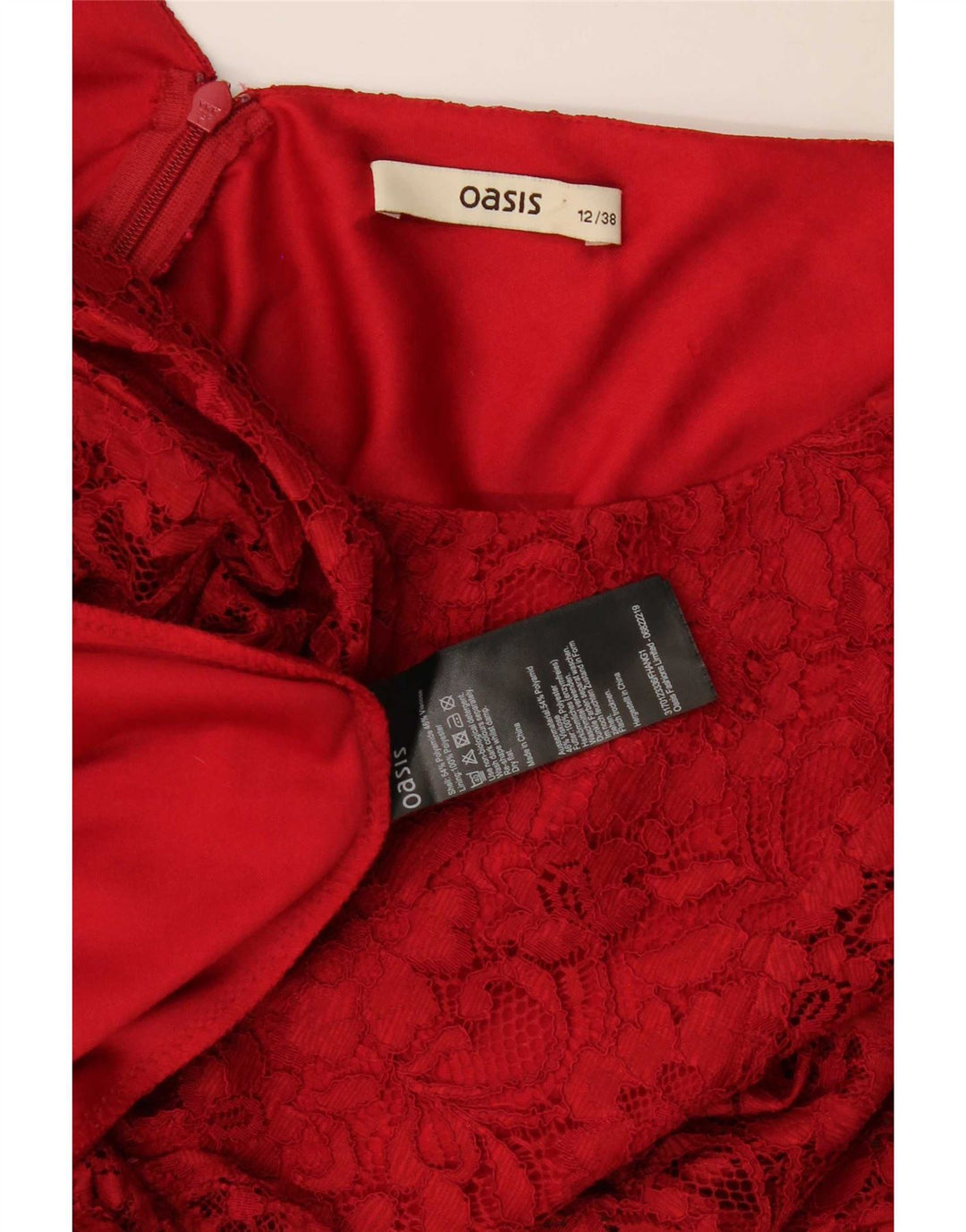 Oasis Kvinders 3/4-ærmede Skedekjole UK 12 Medium Red Floral Polyamid