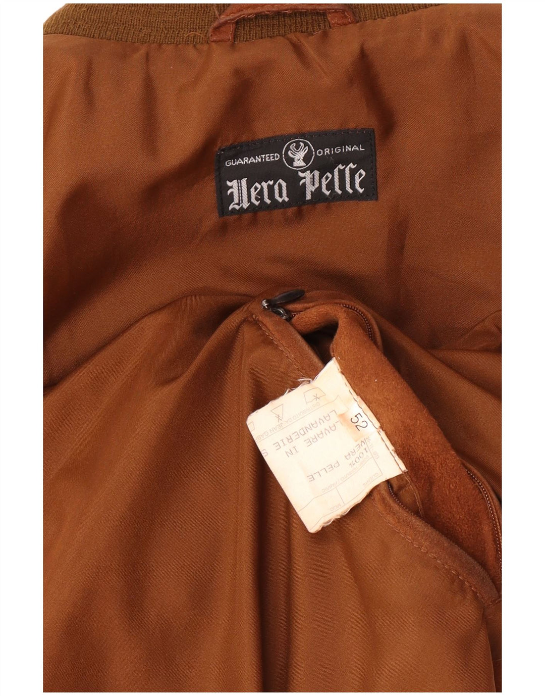 Vintage herre ruskind bomberjakke IT 52 XL brun læder retro