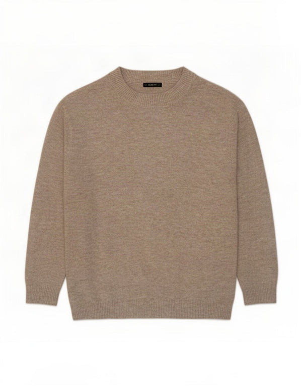 Zara Dame Oversized Crew Neck Jumper Sweater UK 10 Small Beige Flecked