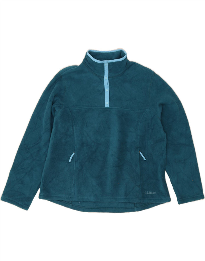 L.L.BEAN Womens Button Neck Fleece Jumper UK 18 XL Blue Polyester Vintage L.L.Bean and Second-Hand L.L.Bean from Messina Hembry 
