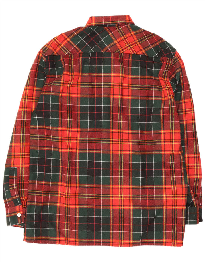 Vintage herre overshirt flannel skjorte str. 43 Stor rød plaid uld