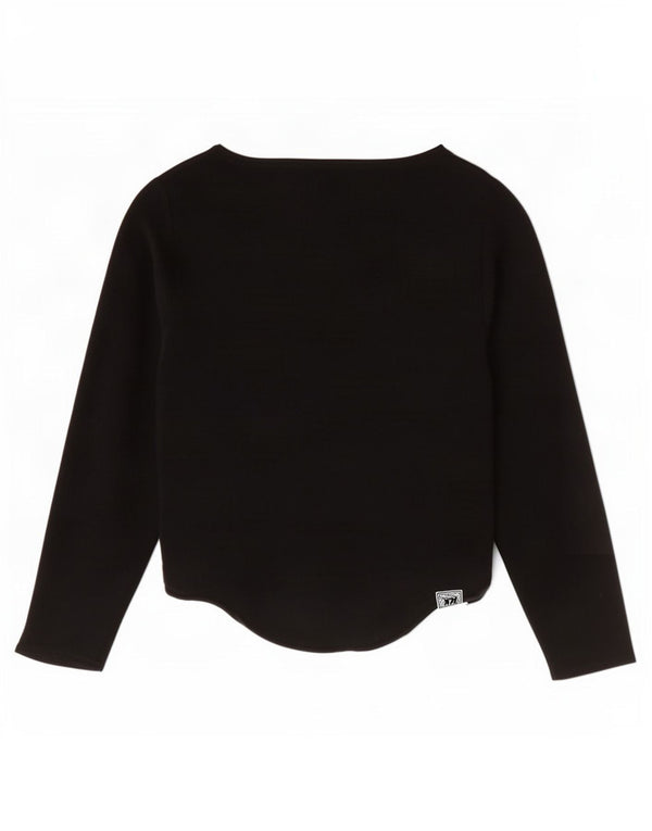 Zara Womens 3/4 Sleeve Crop Top UK 12 Medium Black Viscose