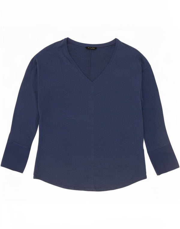 Massimo Dutti Dame Top Langærmet UK 16 Large Navy Blue Polyester