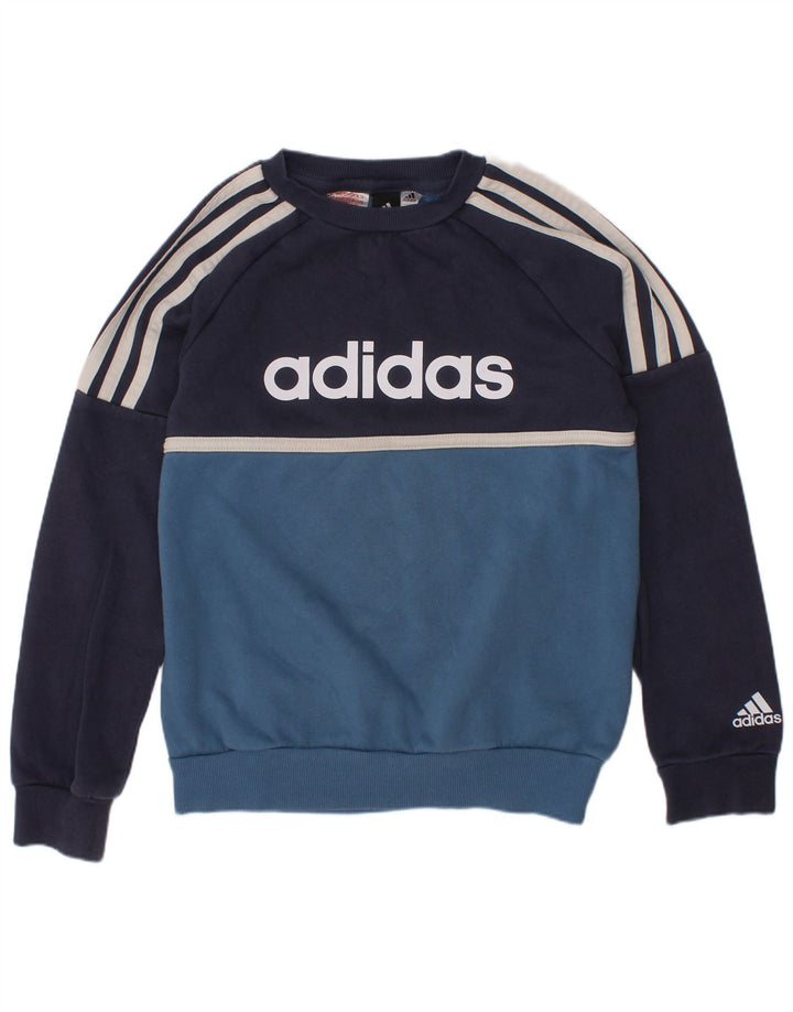 Adidas Graphic Sweatshirt Jumper 7-8 år Navy Blue Colourblock