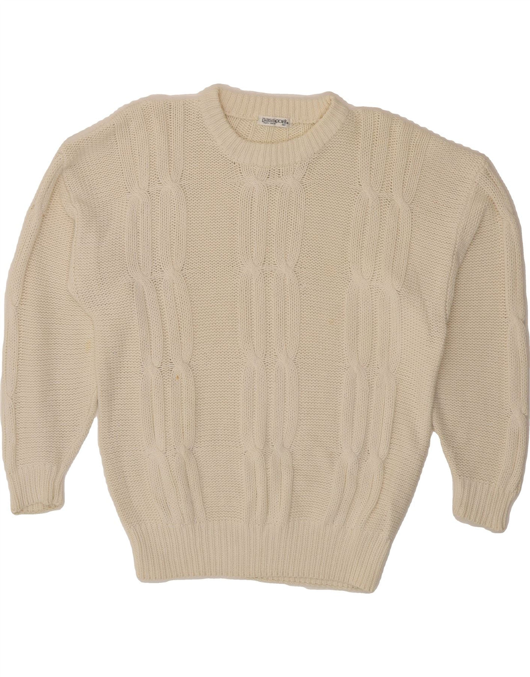 PASSPORTS Mens Crew Neck Jumper Sweater UK 40 Medium White Cotton Vintage Passports and Second-Hand Passports from Messina Hembry 
