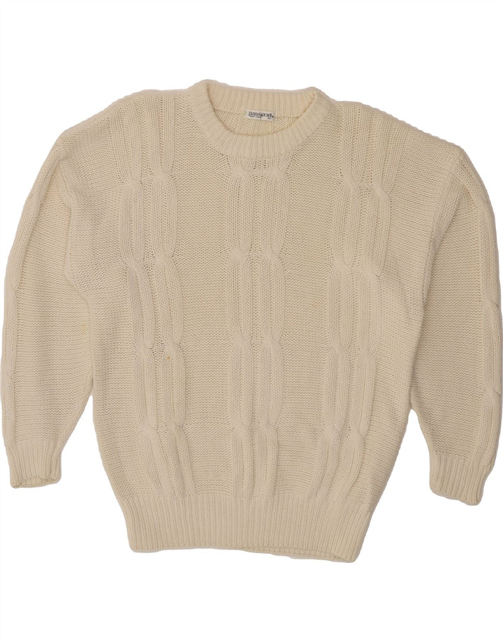 PASSPORTS Mens Crew Neck Jumper Sweater UK 40 Medium White Cotton Vintage Passports and Second-Hand Passports from Messina Hembry 