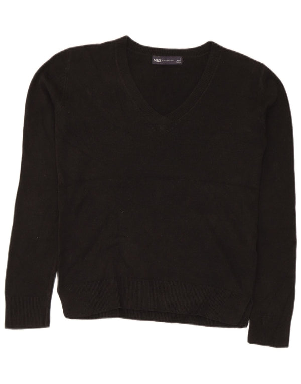 Marks & Spencer Dame V-hals sweater UK 6 XS Sort Akryl