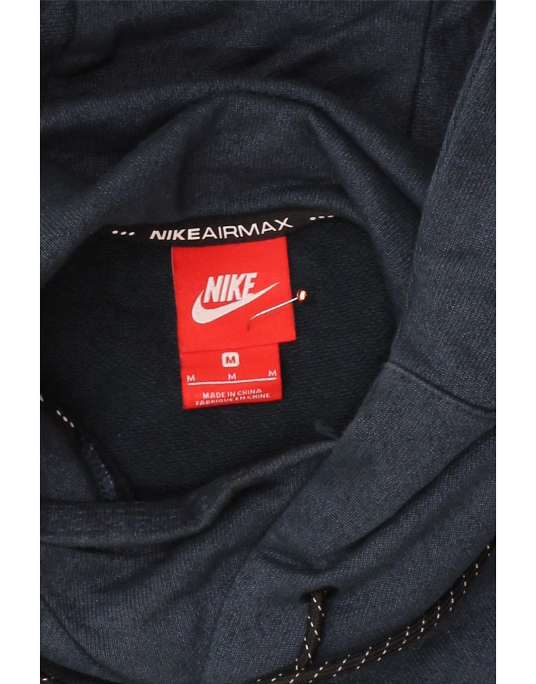 NIKE Mens Air Max Graphic Hoodie Jumper Medium Navy Blue Colourblock