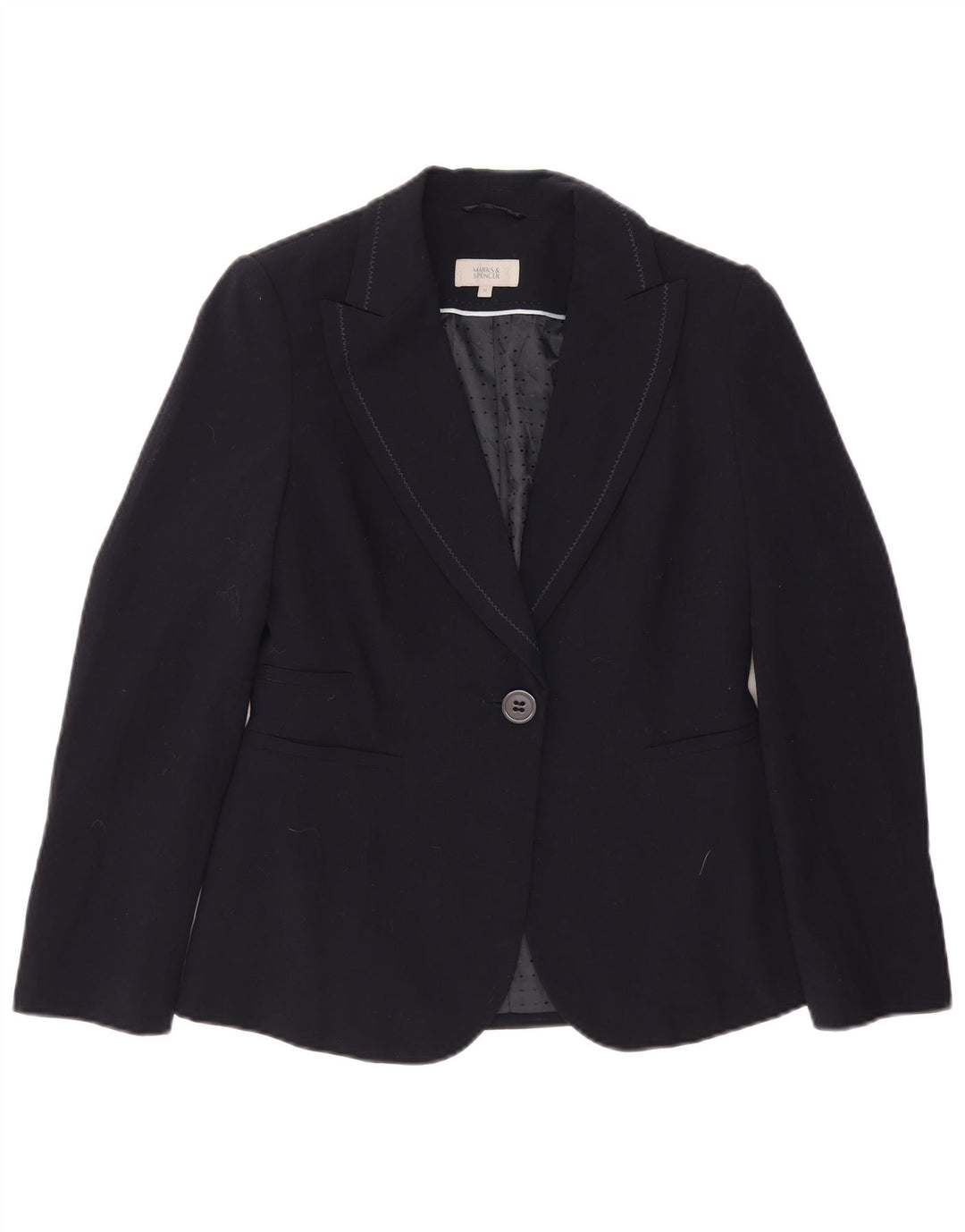 Marks & Spencer Dame 1-knaps blazerjakke UK 12 Medium Navy Blue