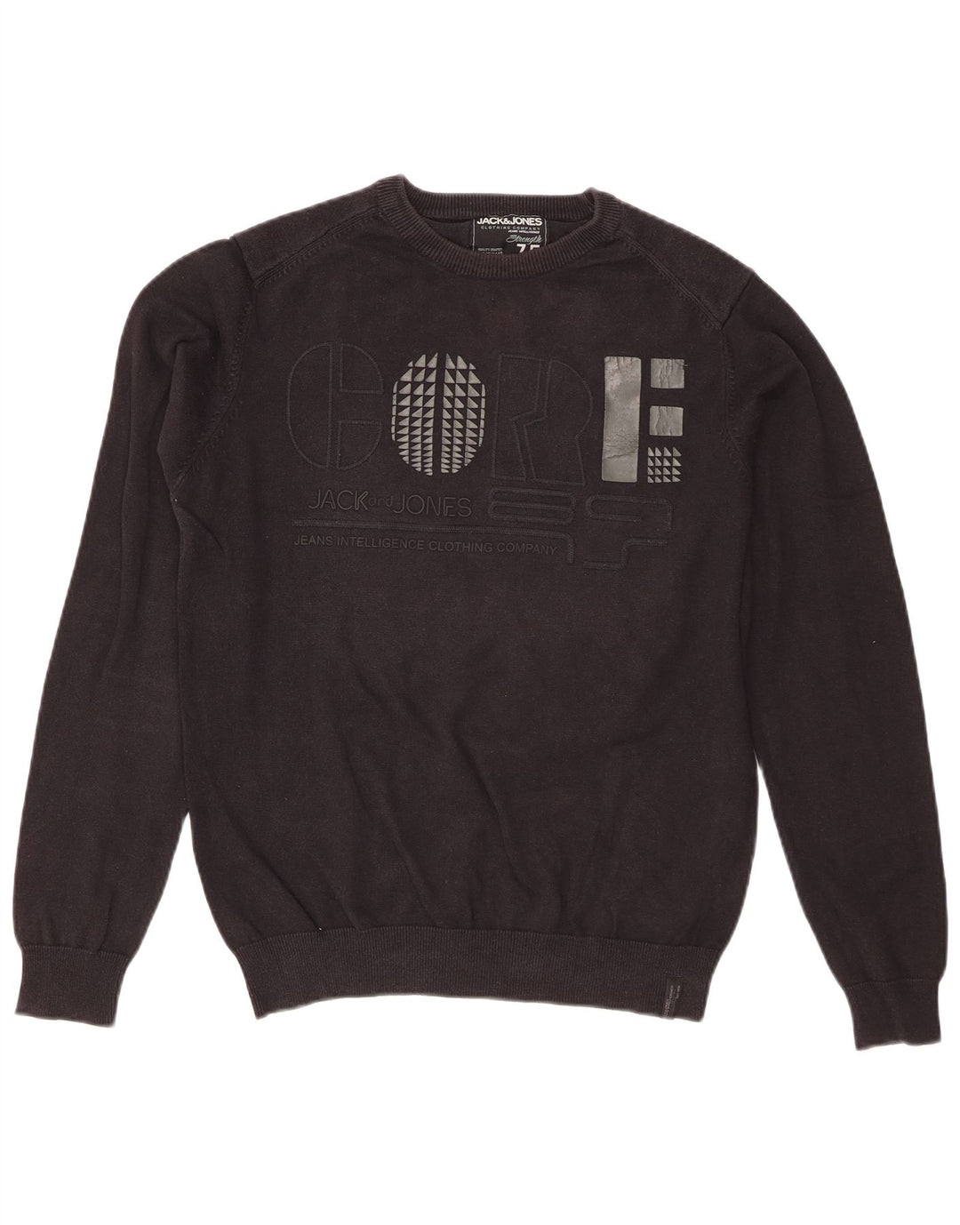 Jack & Jones Herre grafisk Regular Fit Crew Neck Jumper Sweater Medium Sort