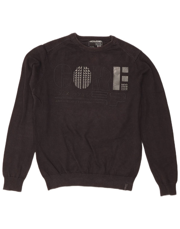 Jack & Jones Herre grafisk Regular Fit Crew Neck Jumper Sweater Medium Sort