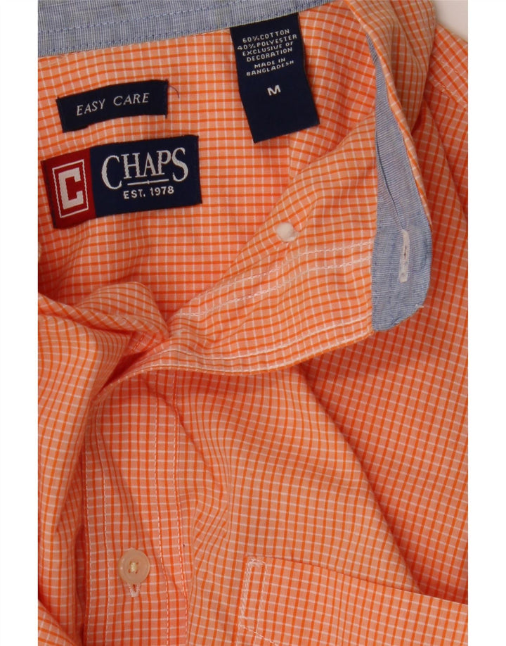 CHAPS Mens Short Sleeve Shirt Medium Orange Check Cotton Vintage Chaps and Second-Hand Chaps from Messina Hembry 