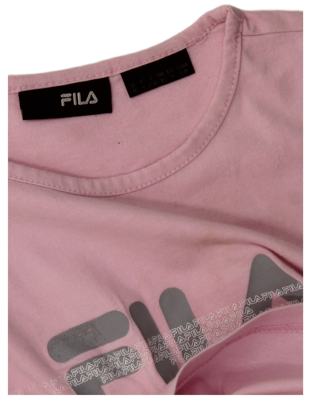 FILA Womens Crop Graphic T-Shirt Top UK 10 Small Pink