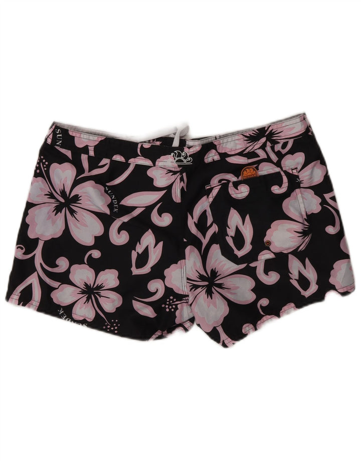 SUNDEK Svømmeshorts til kvinder US 2 XS W28 Sort blomstret polyester