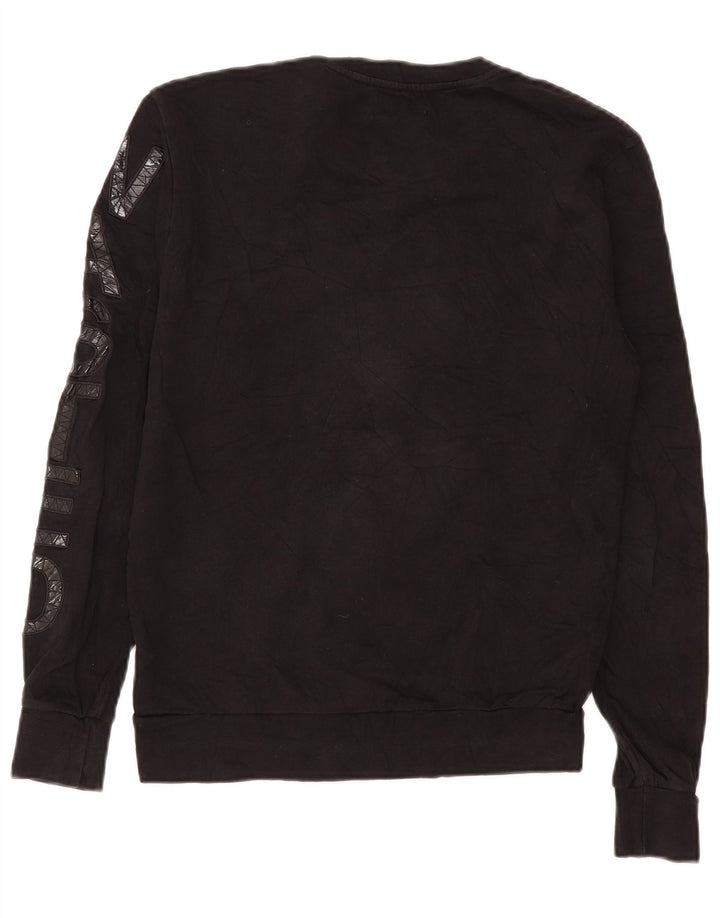 Zara Herre grafisk sweatshirt Jumper Medium Sort Polyester