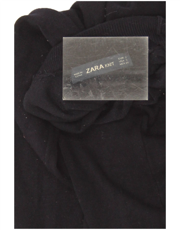 Zara Dame Roll Neck Jumper Sweater UK 8 Small Navy Blue Viscose
