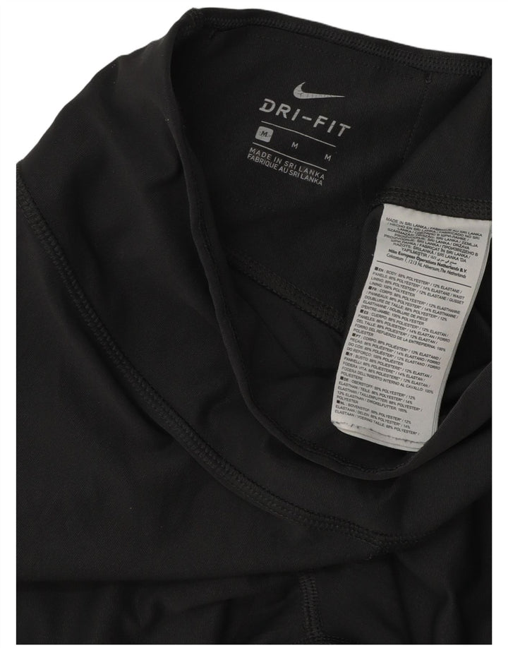 NIKE Womens Leggings UK 14 Medium  Black Striped Polyester