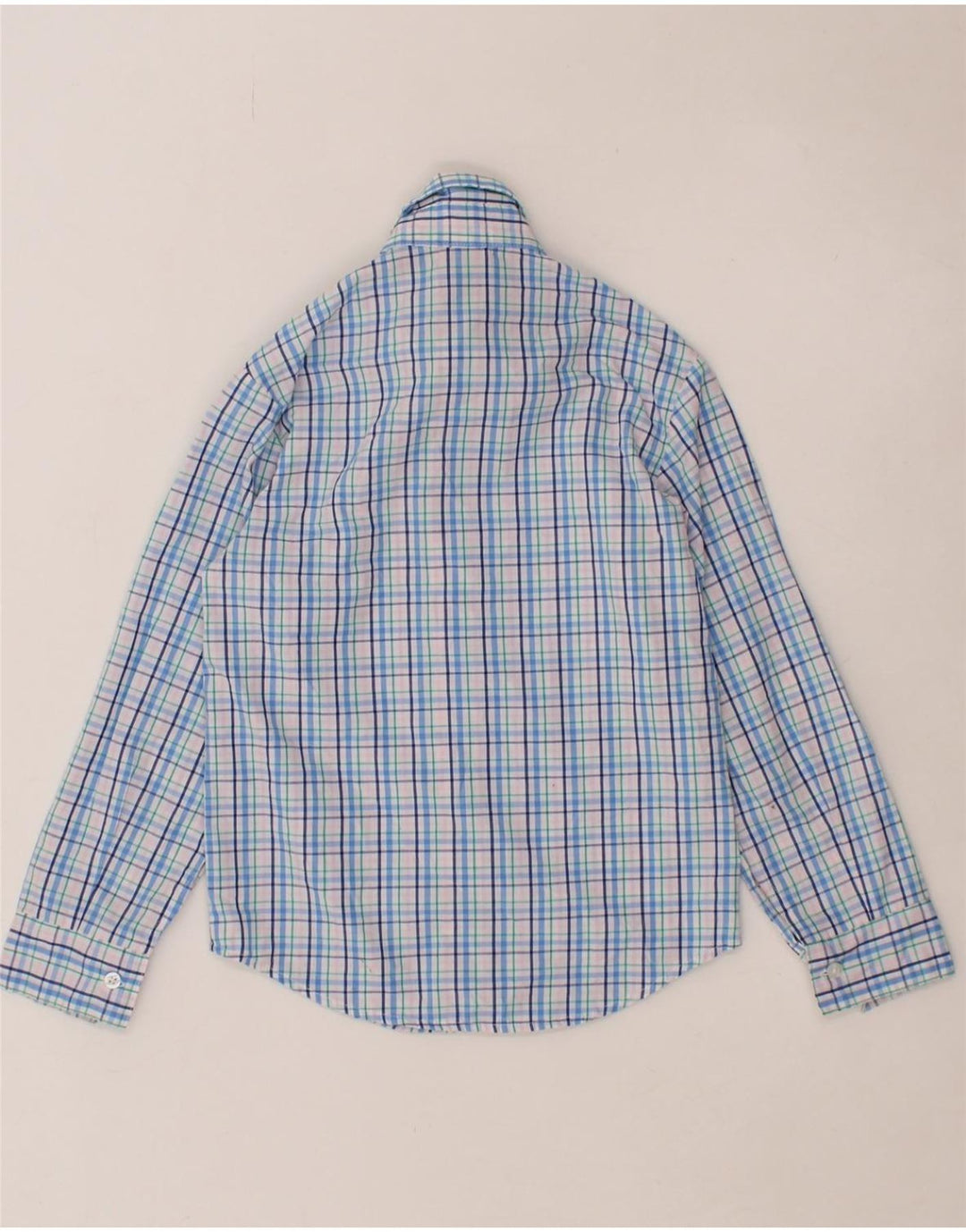 NAUTICA Boys Shirt 7-8 Years Blue Check Cotton Vintage Nautica and Second-Hand Nautica from Messina Hembry 