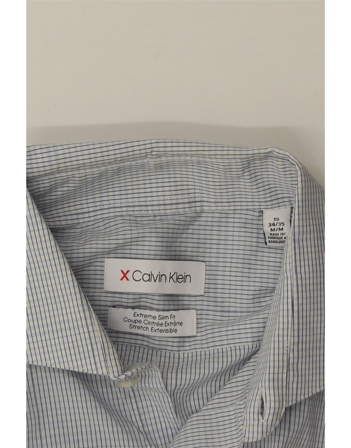 Calvin Klein Herre Extra Slim Fit skjorte str. 15 Medium Blue Check