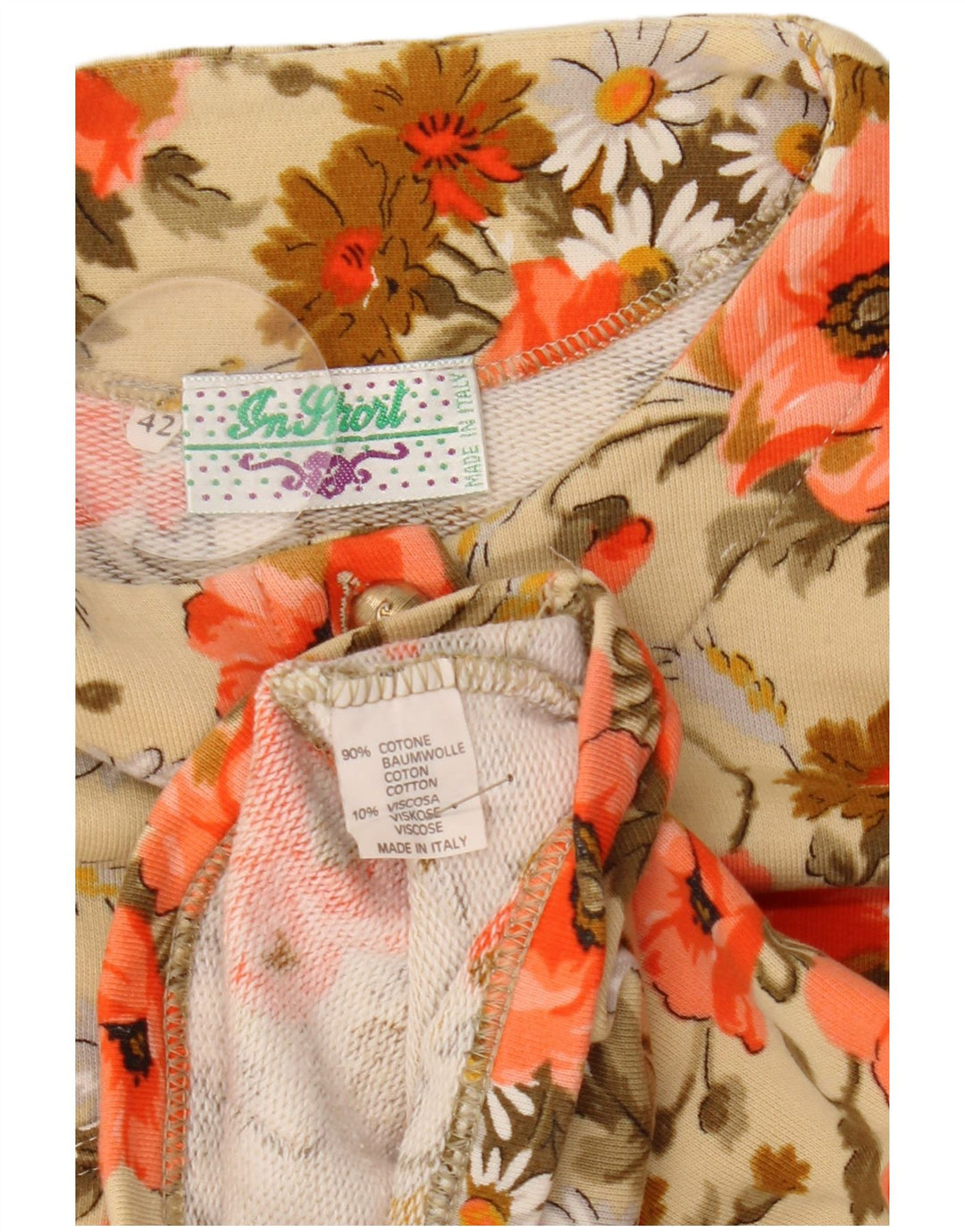 Vintage Kvinder Utility Jacket IT 42 Medium Flerfarvet Blomsterbomuld