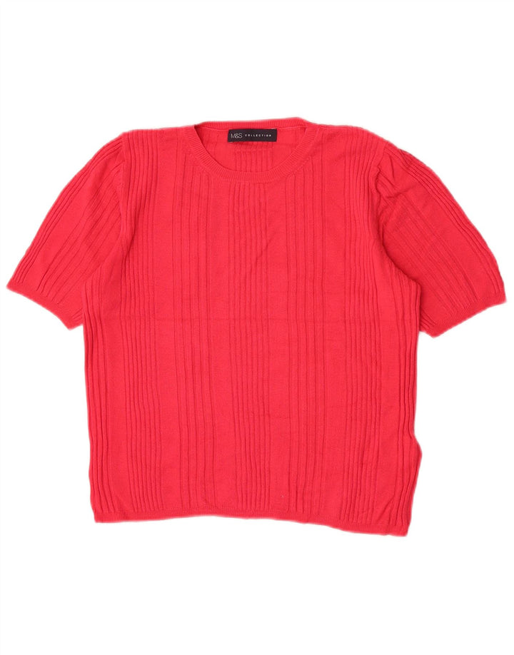 Marks & Spencer Dame Crop Crew Neck Jumper Sweater UK 14 Medium Pink