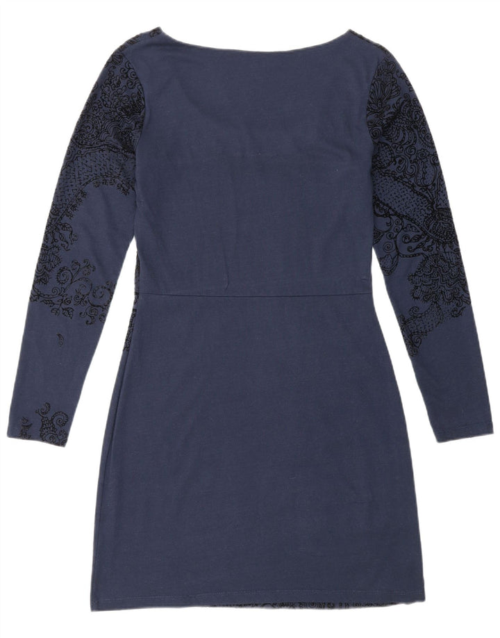 Desigual Kvinders Grafisk Langærmet Skiftskjole Medium Blue Floral Viscose