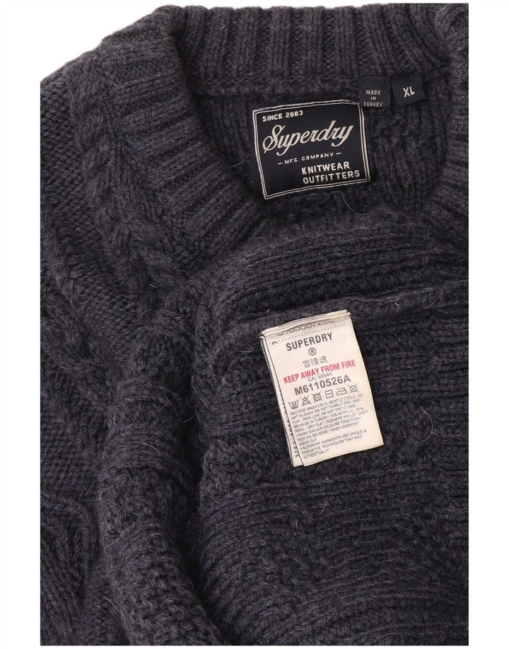 Superdry Herre sweater med rund hals XL marineblå akryl