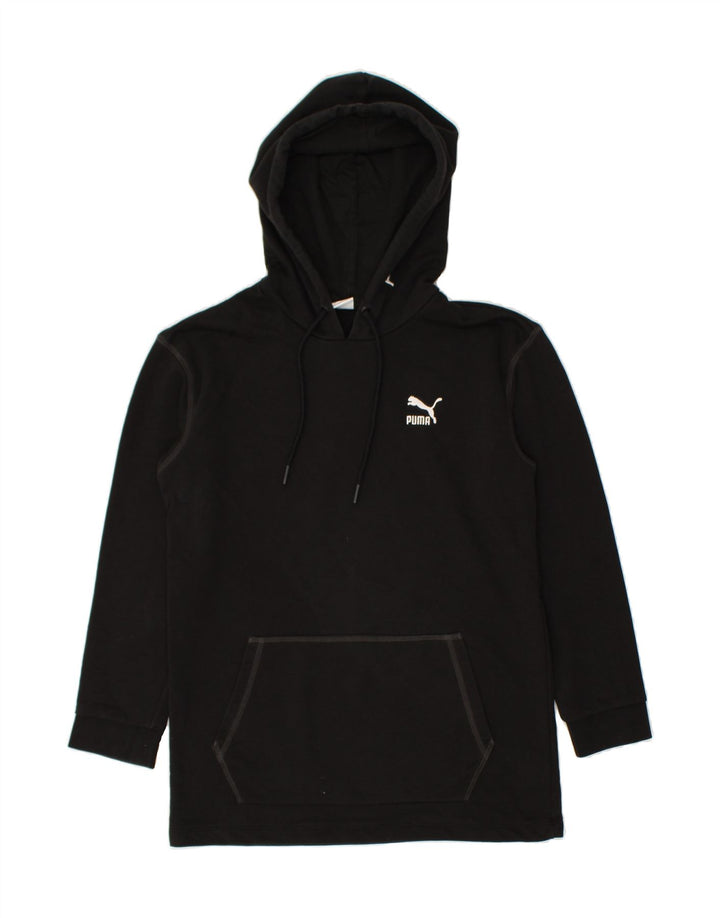PUMA Womens Hoodie Jumper UK 2 2XS Black Cotton | Vintage Puma | Thrift | Second-Hand Puma | Used Clothing | Messina Hembry 
