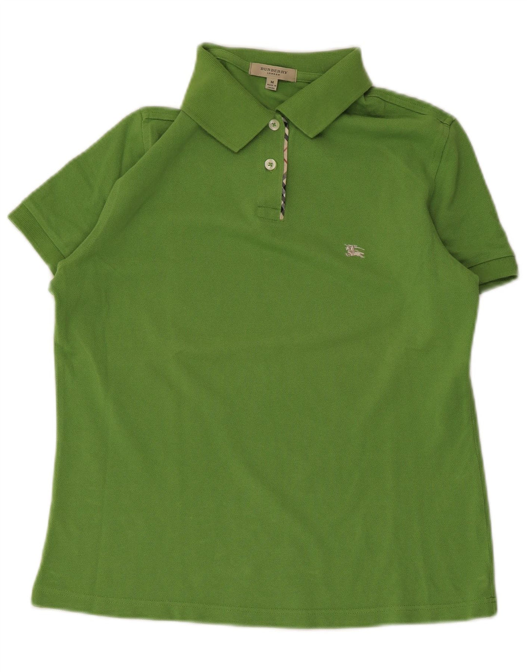 BURBERRY Dame Polo Shirt UK 12 Medium Grøn Bomuld