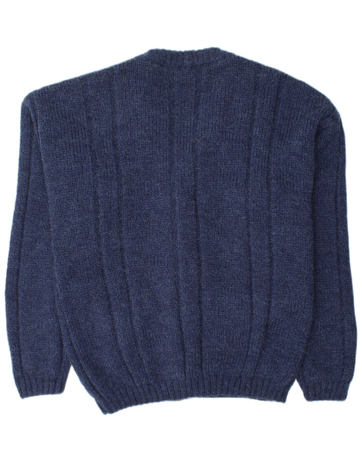 Vintage herre cardigan sweater Medium marineblå akryl