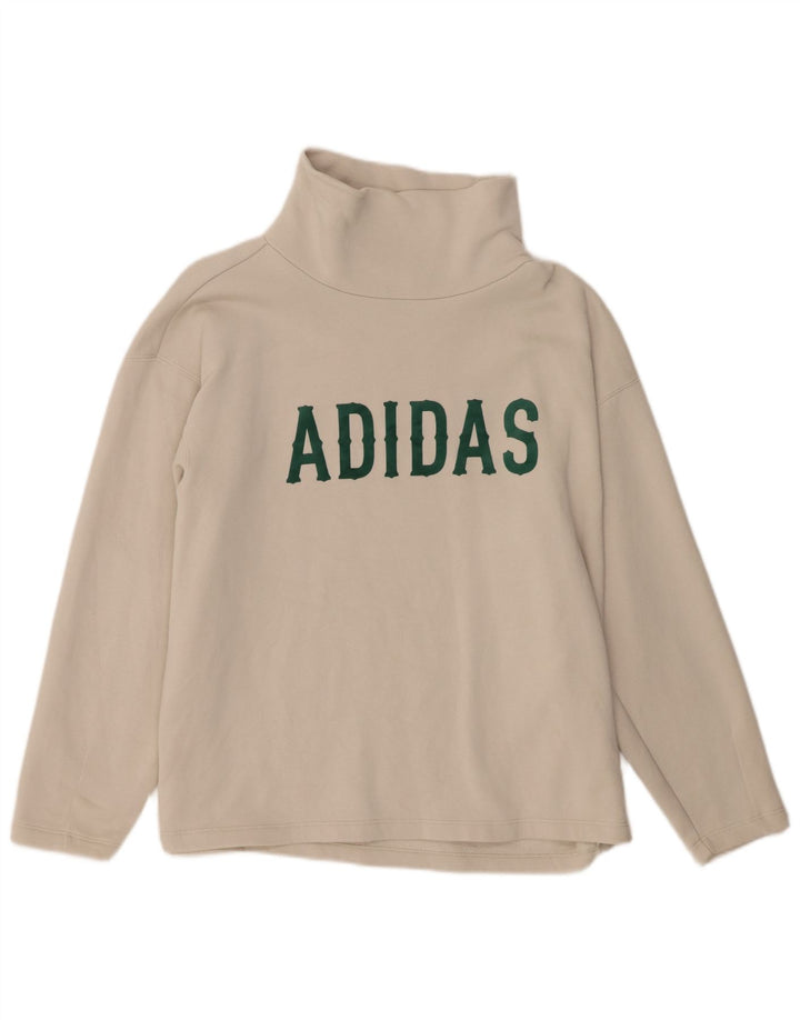 Adidas Dame Grafisk Oversized Sweatshirt Jumper UK 10 Small Off White