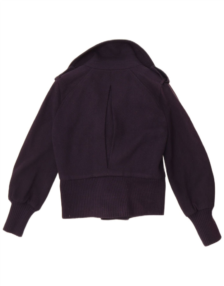 Armani Exchange Dame Dobbeltradet Crop Bomber Jacket UK 6 XS Navy Blue