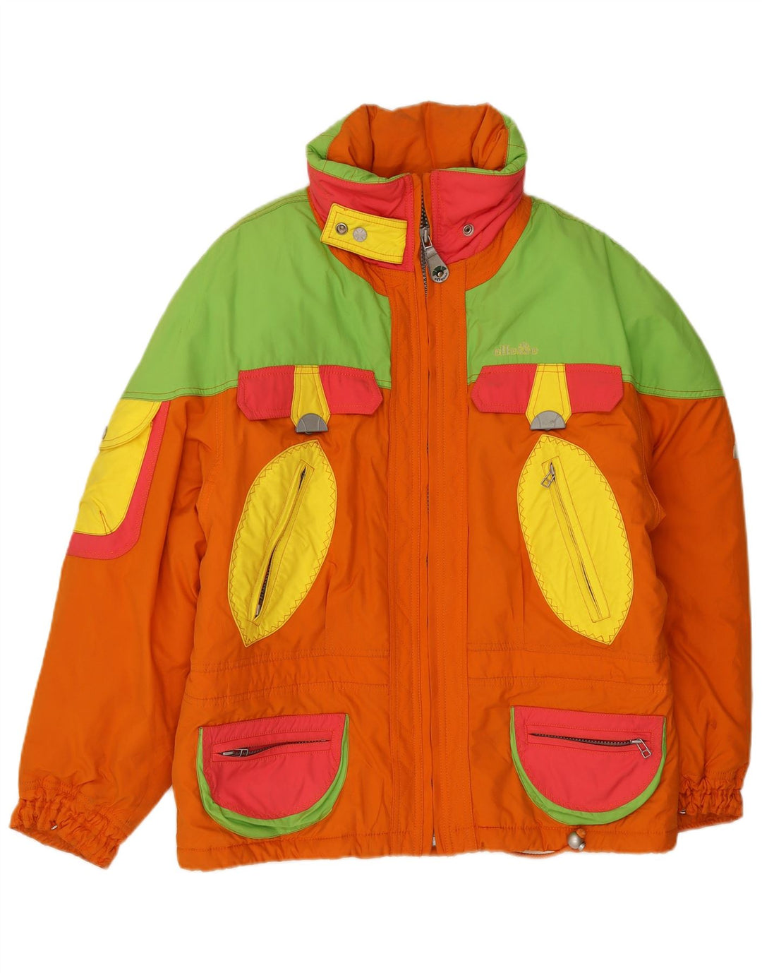Ellesse Dame Hætte Oversized Skijakke IT 42 Medium Orange Colourblock