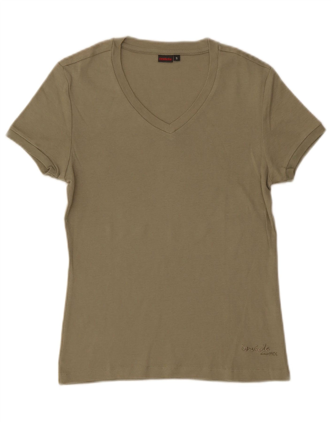 Invicta Dame T-Shirt Top UK 8 Small Khaki Bomuld