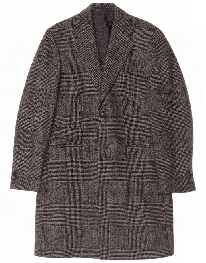 Paoloni Herre Overfrakke IT 52 XL Grå Houndstooth Virgin Wool