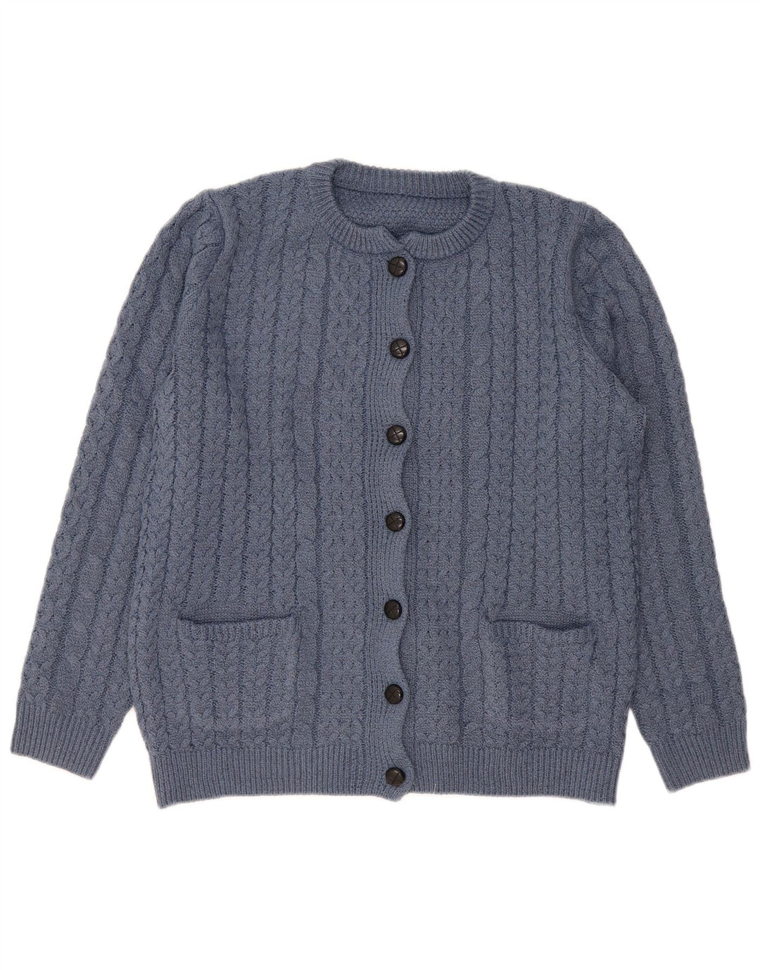 Vintage Dame Loose Fit Cardigan Sweater UK 14 Medium Blue Polyester