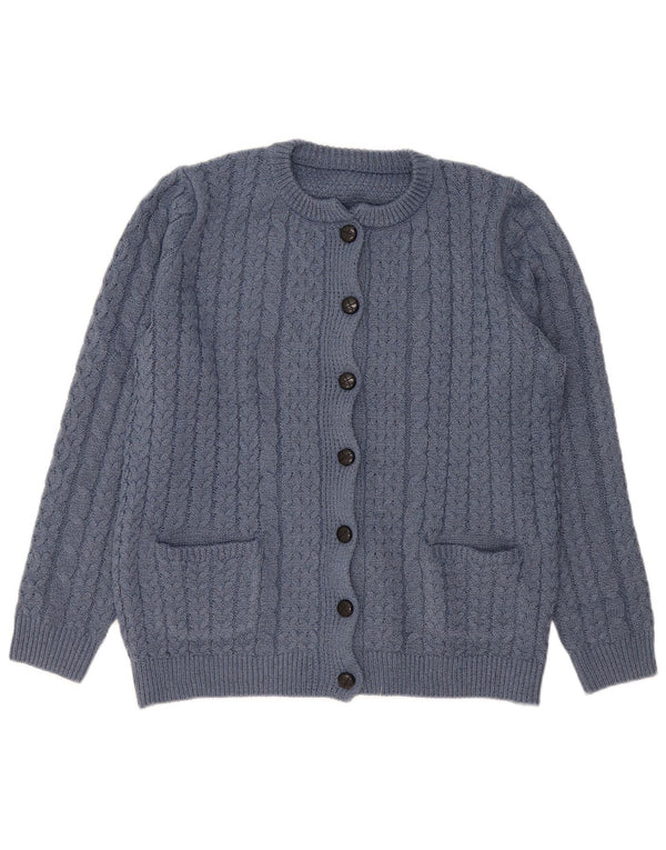 Vintage Dame Loose Fit Cardigan Sweater UK 14 Medium Blue Polyester