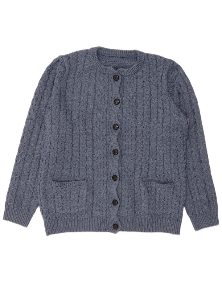 Vintage Dame Loose Fit Cardigan Sweater UK 14 Medium Blue Polyester
