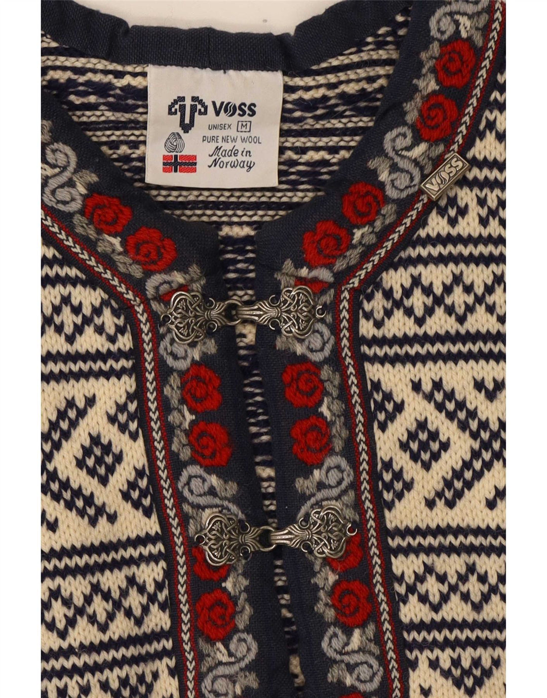 Voss Herre Unisex V-hals sweater Medium Off White Fair Isle Wool