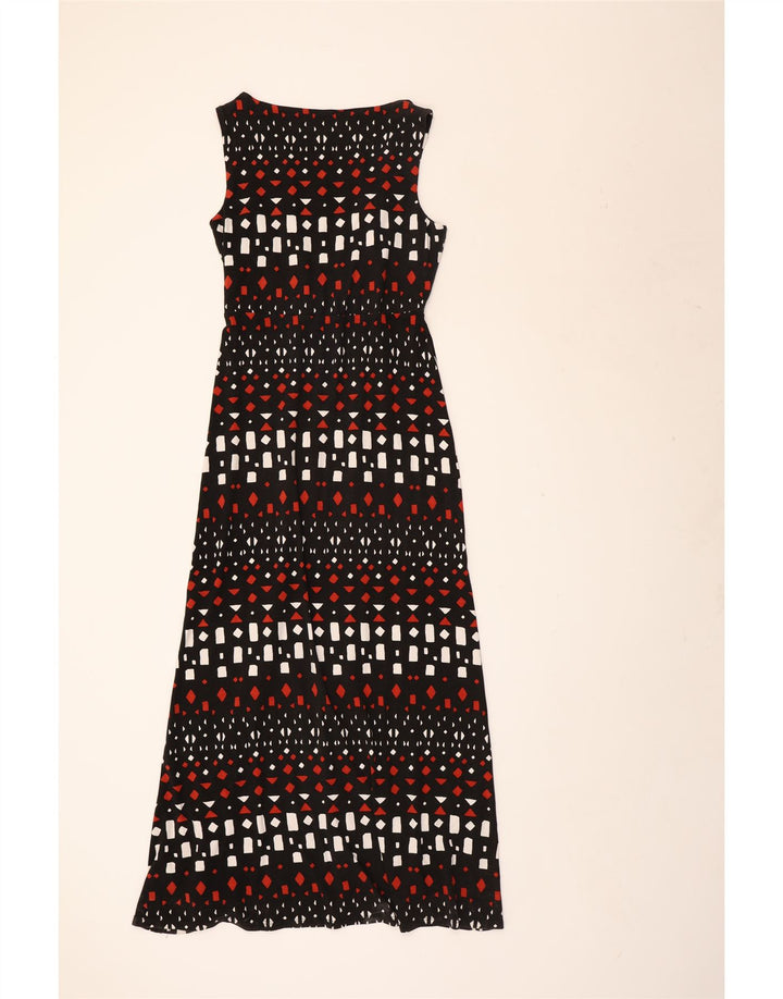 Jasper Conran Dame Ærmeløs Maxikjole UK 12 Medium Sort Geometrisk