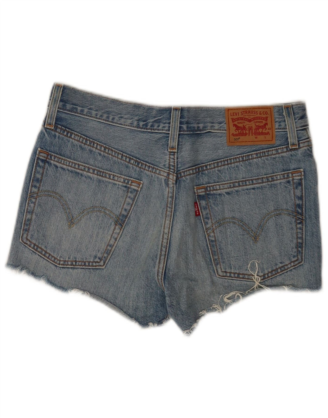 Levi's Womens 501 Distressed Denim Shorts W26 Små blå bomuld