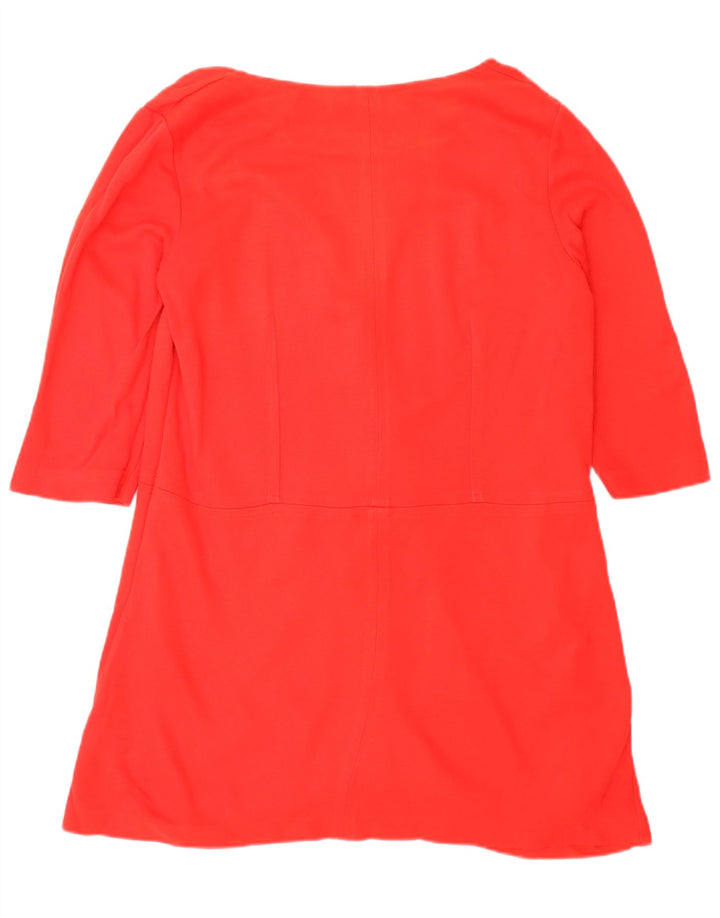 Zara Dame 3/4-ærmet Tunikakjole UK 16 Stor Rød Polyester