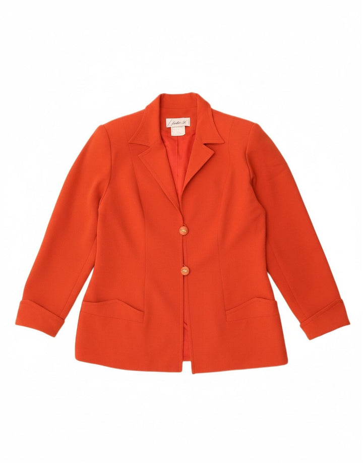 VINTAGE Womens 2 Button Blazer Jacket UK 12 Medium Orange Polyester