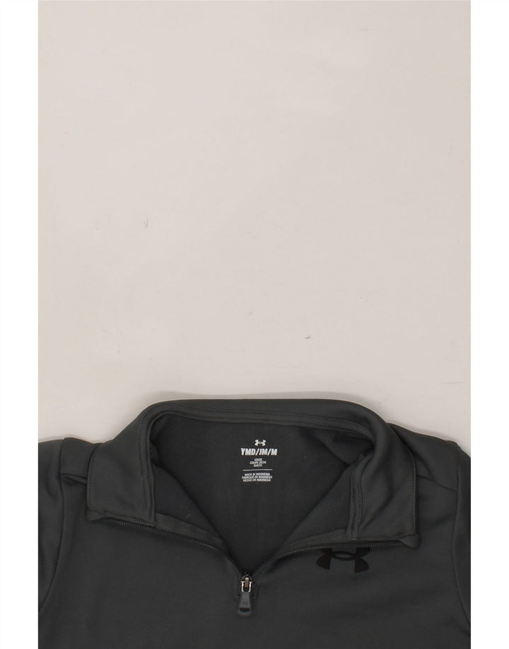 UNDER ARMOUR Boys Zip Neck Sweatshirt Jumper 9-10 Years Medium Grey Vintage Under Armour and Second-Hand Under Armour from Messina Hembry 
