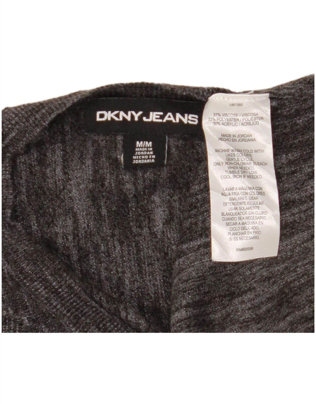 Dkny Dame Kortærmet Jumper Sweater UK 14 Medium Grå Viscose