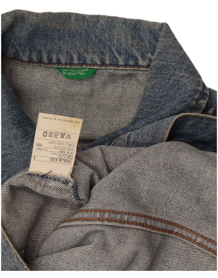 Benetton Dame denimjakke UK 14 Stor Blå Bomuld