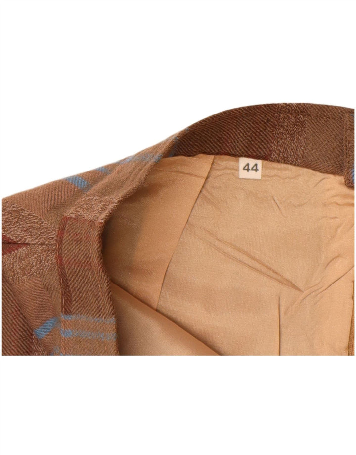 Vintage Dame Højtalje Lige Nederdel IT 44 Medium W26 Brun Plaid