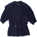 VINTAGE Womens Short Sleeve Blazer Jacket IT 44 Medium Navy Blue Vintage Vintage and Second-Hand Vintage from Messina Hembry 