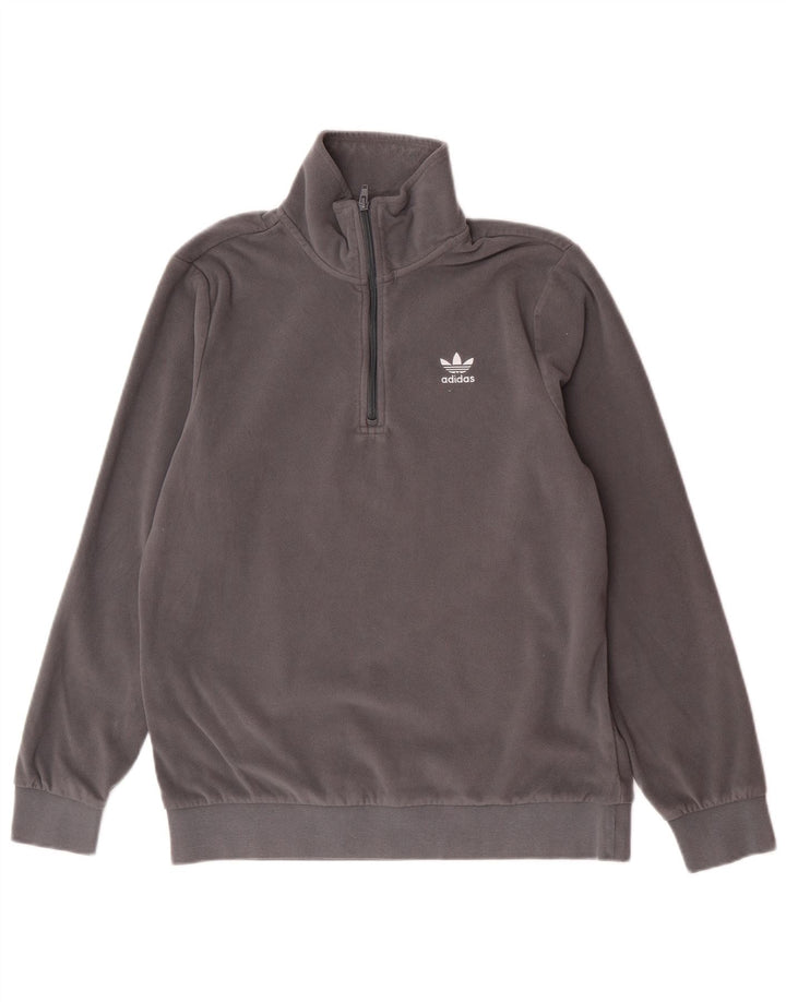 Adidas Fleece Jumper med lynlås til mænd mellem grå polyester